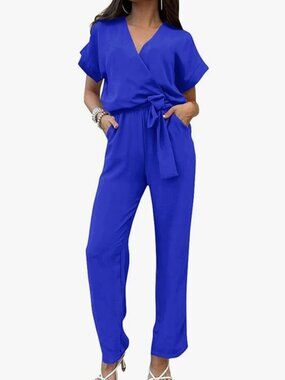 Worn Once! Like New! Royal Blue Wide Leg Romper - Size Small